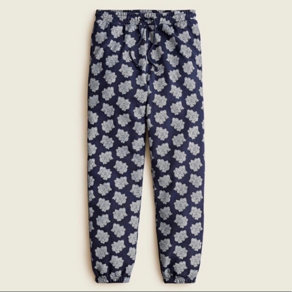 NWT J. Crew University Terry Paisley Sweatpants